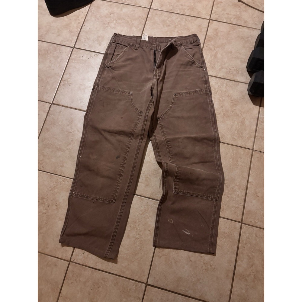 Carhartt Men's Vintage 90s Thrashed Brown Carpenter Canva Double Knee Size 33x30